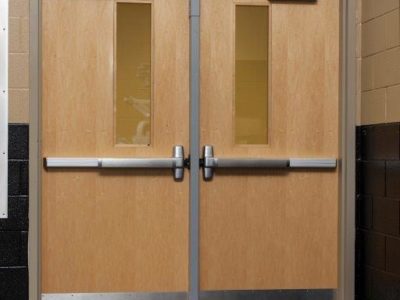 This Is A Photo Of A School Doorway With Panic Bars And Door Closers Installed